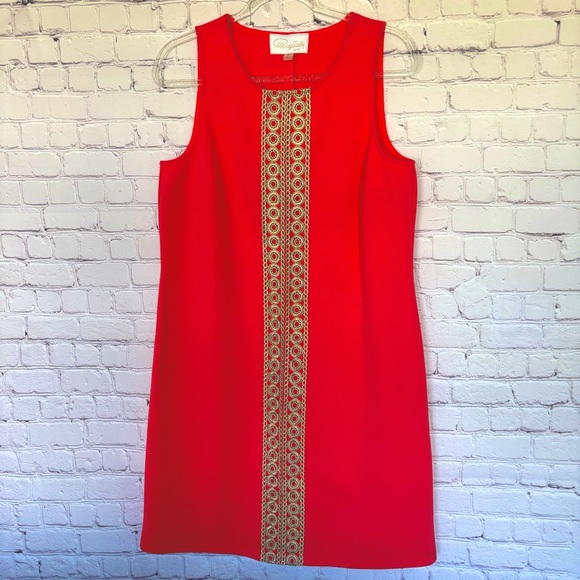 Pappagallo Dresses & Skirts - PAPPAGALLO Sleeveless Shift Dress with Gold Lace Trim--M